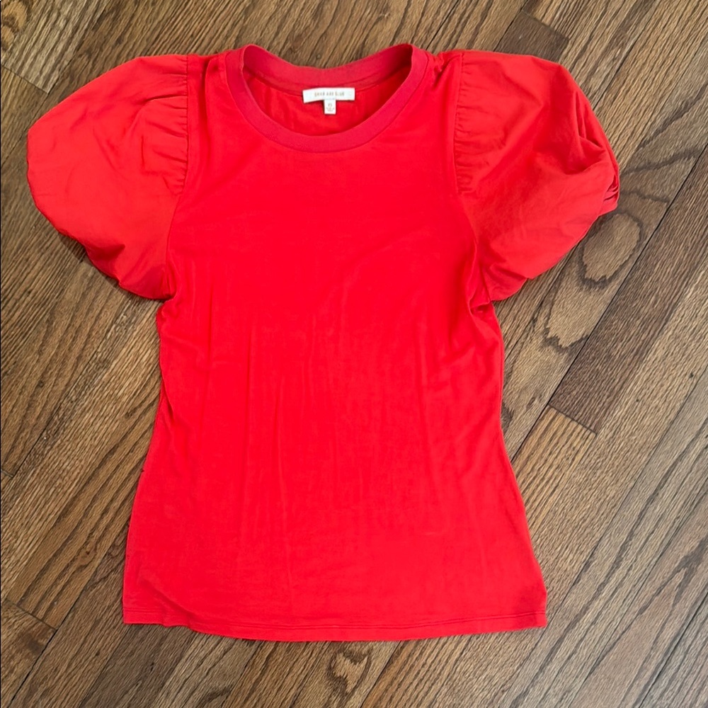 Bright Red Puff Sleeve Tee
